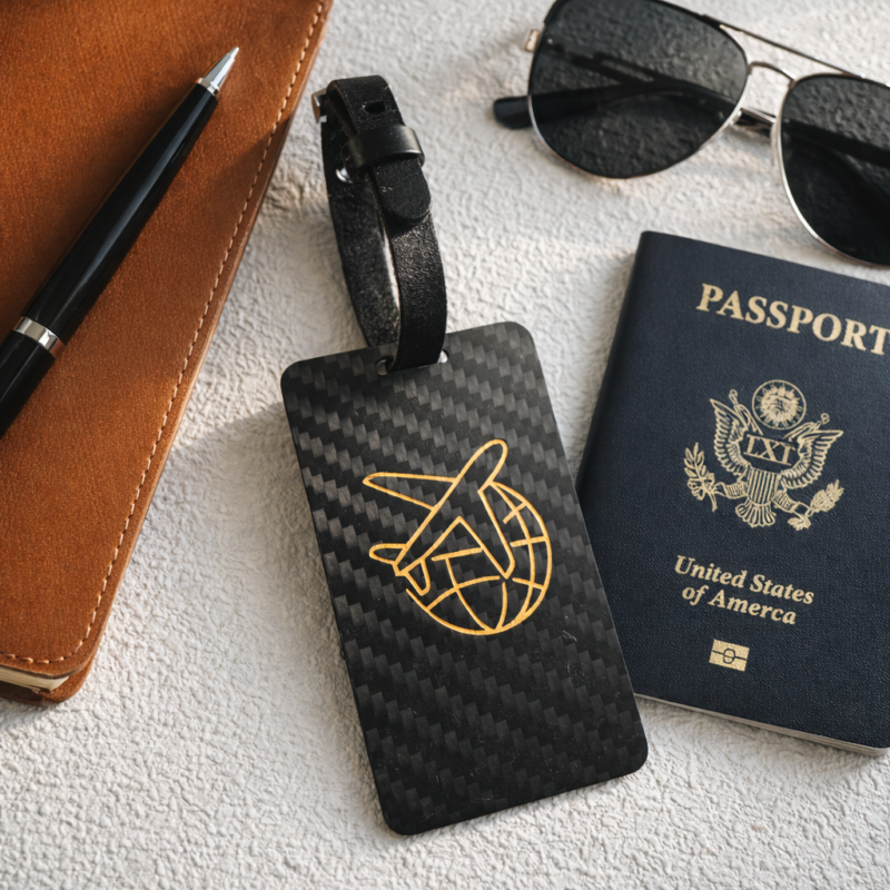 Carbon Fiber Airplane Luggage Tag - Personalized Pilot Gift