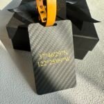 Personalized GPS Coordinates Luggage Tag - Carbon Fiber Travel Gift