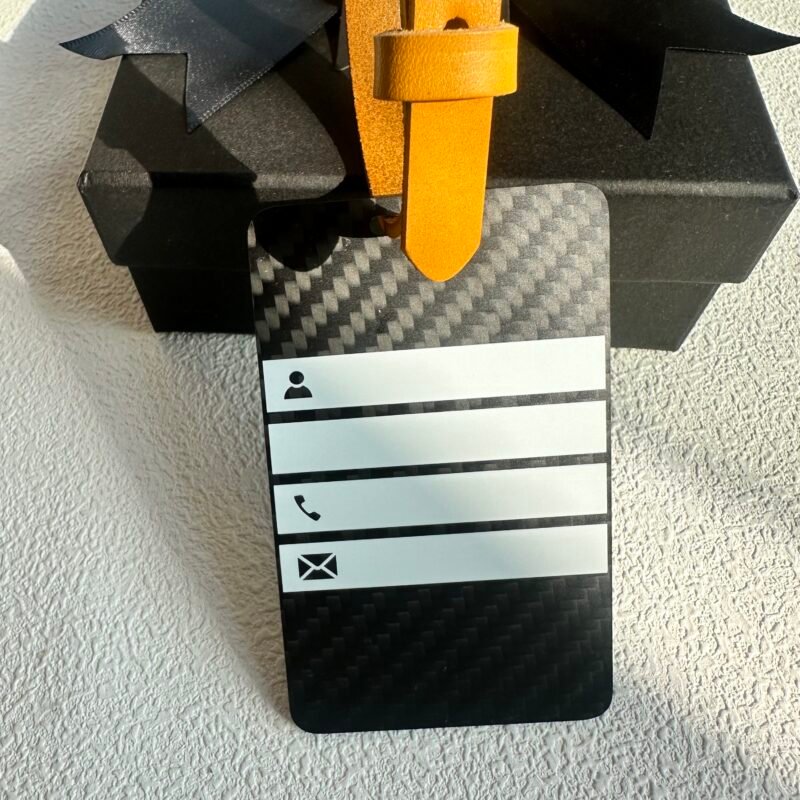 Personalized GPS Coordinates Luggage Tag - Carbon Fiber Travel Gift