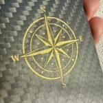 Luxury Carbon Fiber Luggage Tag with Leather Strap - Compass Design