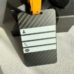 Luxury Carbon Fiber Luggage Tag with Leather Strap - Compass Design