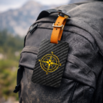 Luxury Carbon Fiber Luggage Tag with Leather Strap - Compass Design