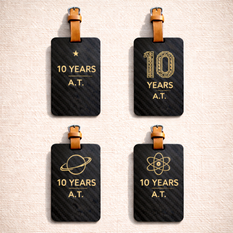 Corporate Anniversary Gift - 10 Years Carbon Fiber Luggage Tag