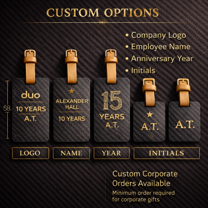 Corporate Anniversary Gift - 10 Years Carbon Fiber Luggage Tag