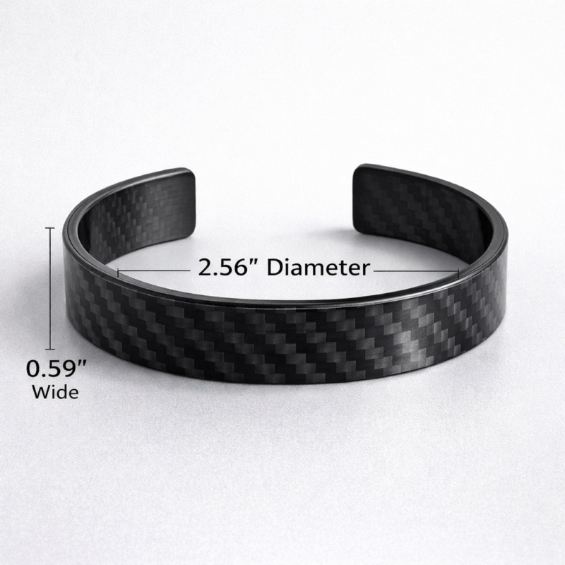 Personalized Carbon Fiber Cuff Bracelet for Men - Minimalist Jewelry