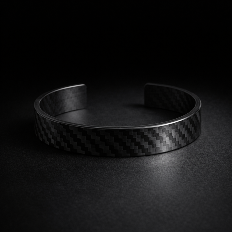 Personalized Carbon Fiber Cuff Bracelet for Men - Minimalist Jewelry