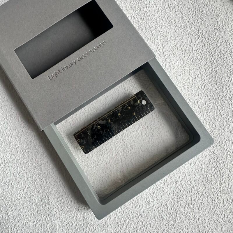 Forged Carbon Fiber EDC Ruler Keychain - 6cm Pocket Tool