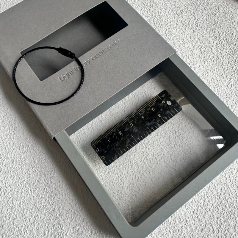 Forged Carbon Fiber EDC Ruler Keychain - 6cm Pocket Tool