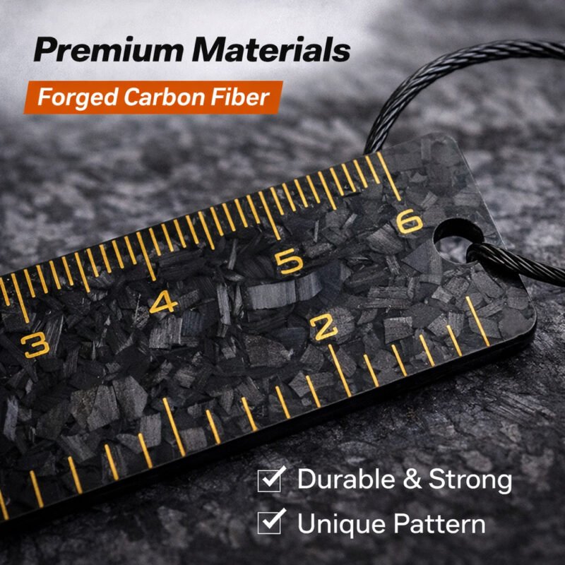 Forged Carbon Fiber EDC Ruler Keychain - 6cm Pocket Tool
