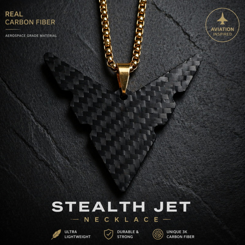 Personalized Carbon Fiber Jet Necklace - Aviation Pilot Gift