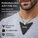 Personalized Carbon Fiber Jet Necklace - Aviation Pilot Gift