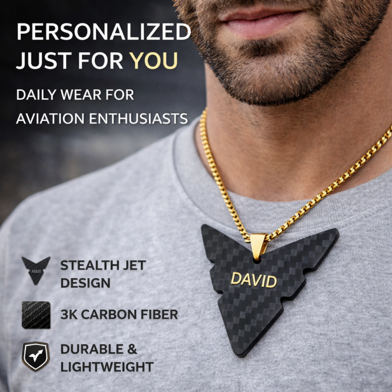 Personalized Carbon Fiber Jet Necklace - Aviation Pilot Gift