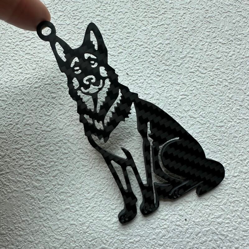 German Shepherd Carbon Fiber Keychain - Personalized Dog Lover Gift