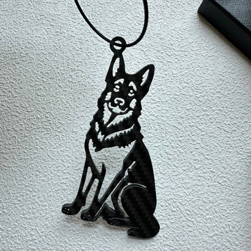 German Shepherd Carbon Fiber Keychain - Personalized Dog Lover Gift