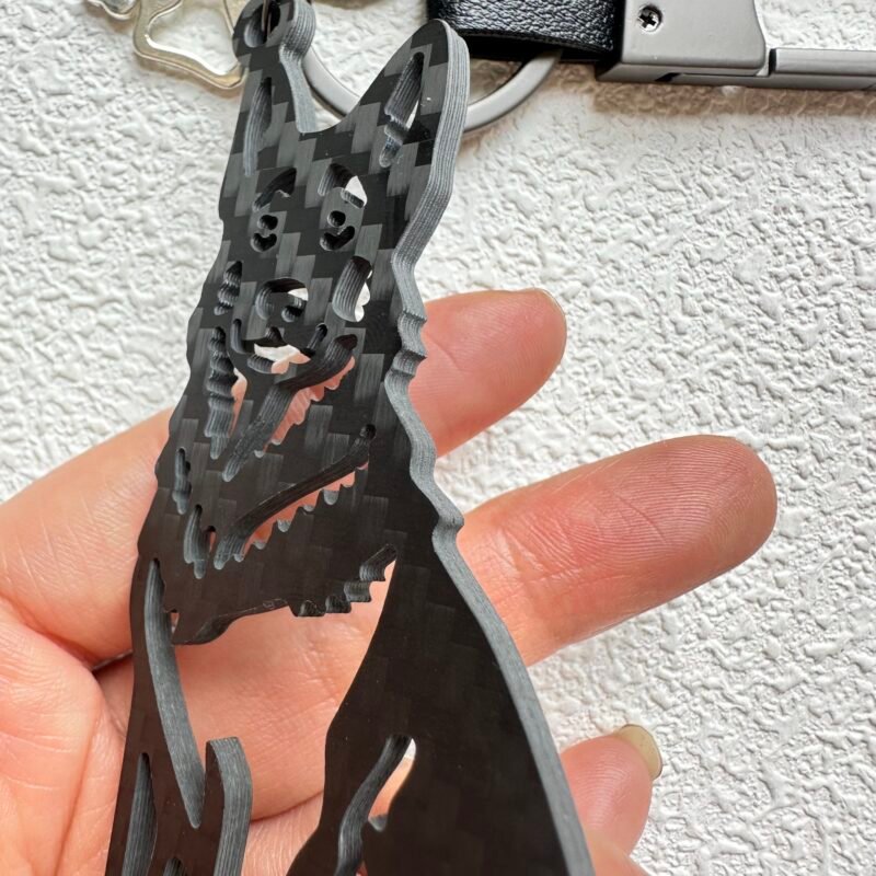 German Shepherd Carbon Fiber Keychain - Personalized Dog Lover Gift