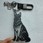 German Shepherd Carbon Fiber Keychain - Personalized Dog Lover Gift