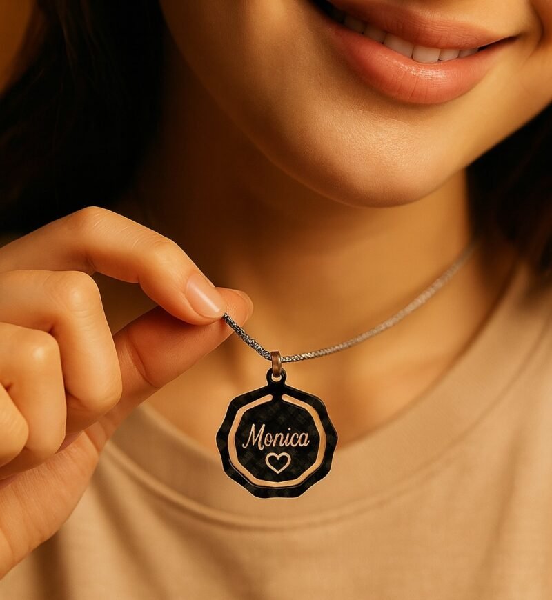 Personalized Carbon Fiber Name Necklace for Women - Custom Jewelry