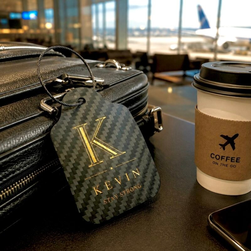Personalized Carbon Fiber Shield Luggage Tag