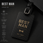 Best Man Luggage Tag, Personalized Groomsman Gift, Carbon Fiber Wedding Gift, Custom Best Man Travel Tag, Groomsmen Proposal Gift