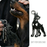 Personalized Doberman Gift for Men, Carbon Fiber Keychain, Father's Day Gift, Dog Dad Gift, Tactical EDC Backpack Charm for Him
