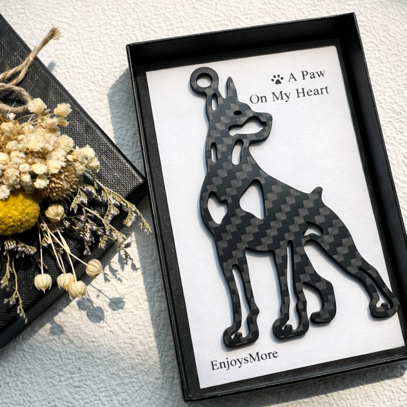 Personalized Doberman Gift for Men, Carbon Fiber Keychain, Father's Day Gift, Dog Dad Gift, Tactical EDC Backpack Charm for Him