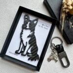 Gift for Dog Dad Border Collie Keychain Carbon Fiber Dog Lover Gift Personalized Pet Memorial Gift for Him EDC