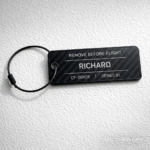 Remove Before Flight Carbon Fiber Name Tag Personalized Gift for Him Aviation Keychain Custom Pilot Minimalist EDC Tech Gift