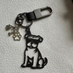 Funny Pitbull Dog Keychain Carbon Fiber Dog Lover Gift Sunglasses Dog Keyring Pet Owner Gift Dog Mom Dad Gift Minimalist Dog Charm