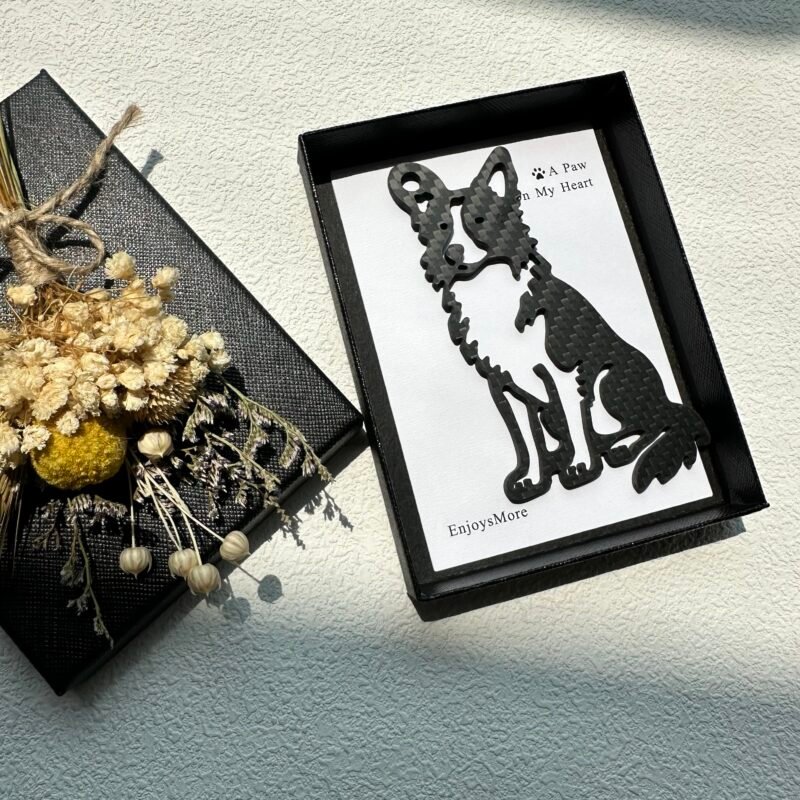 Gift for Dog Dad Border Collie Keychain Carbon Fiber Dog Lover Gift Personalized Pet Memorial Gift for Him EDC