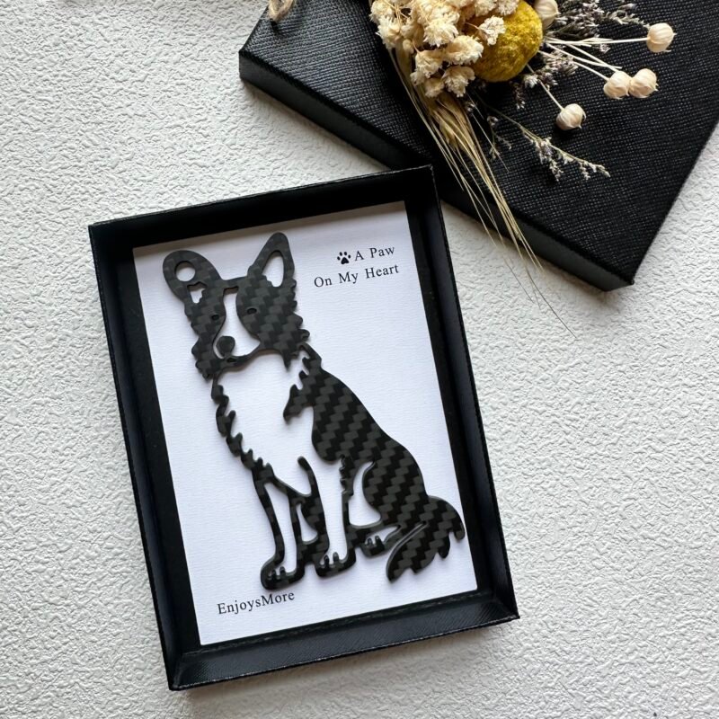 Gift for Dog Dad Border Collie Keychain Carbon Fiber Dog Lover Gift Personalized Pet Memorial Gift for Him EDC