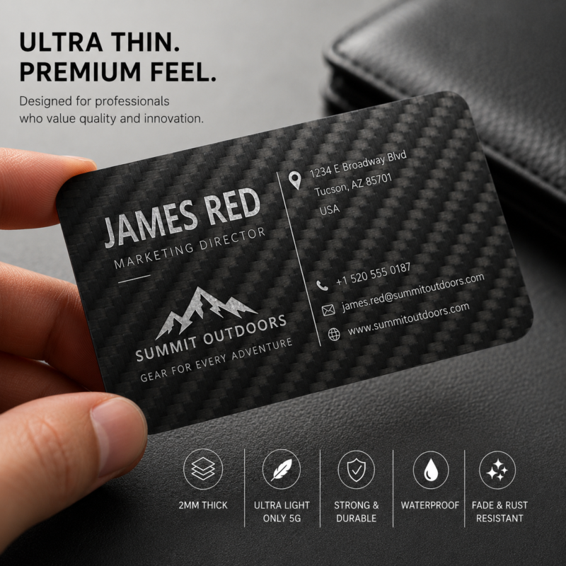Luxury Carbon Fiber Business Card, Personalized Laser Engraved Business Card, Executive Name Card, Custom Corporate Gift, Networking Card