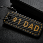 Dad Gift Carbon Fiber EDC Keychain, Minimalist Key Tag backpack bag charm for Father