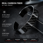 Carbon Fiber Bracelet for Men, Lightweight Cuff, S,M,L, Birthday Gift for Husband, Tech Lover Gift
