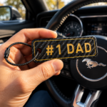 Dad Gift Carbon Fiber EDC Keychain, Minimalist Key Tag backpack bag charm for Father