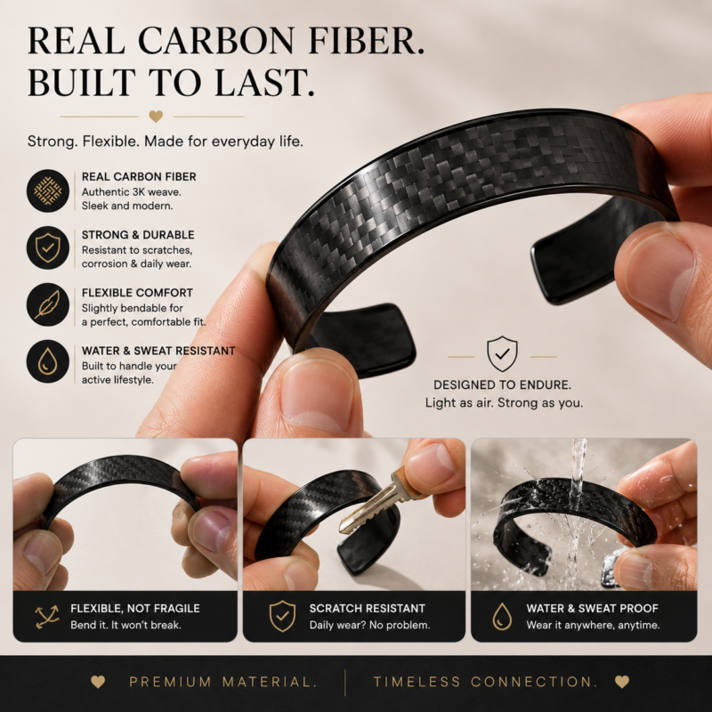 Matching Carbon Fiber Bracelet Set for Couples, Anniversary Gift for Him and Her, Personalized Couple Bracelets, Wedding Gift