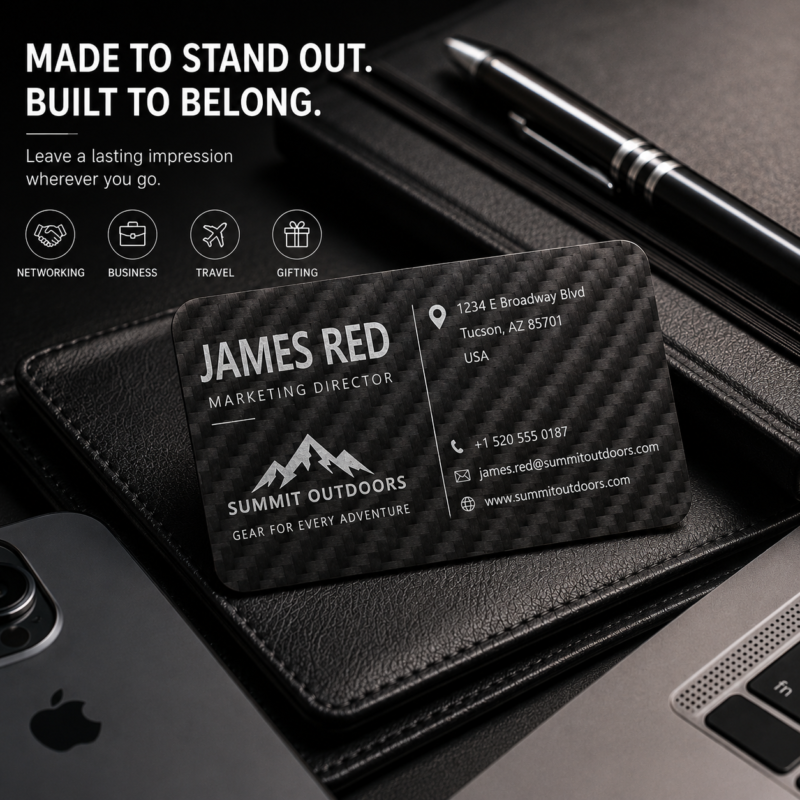 Luxury Carbon Fiber Business Card, Personalized Laser Engraved Business Card, Executive Name Card, Custom Corporate Gift, Networking Card