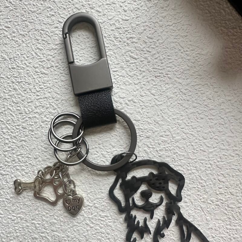 Golden Retriever Keychain Carbon Fiber Dog Keyring, Dog Lover Gift, Pet Memorial Gift, Cool Puppy, Dog Dad Gift, Personalized Dog Keychain