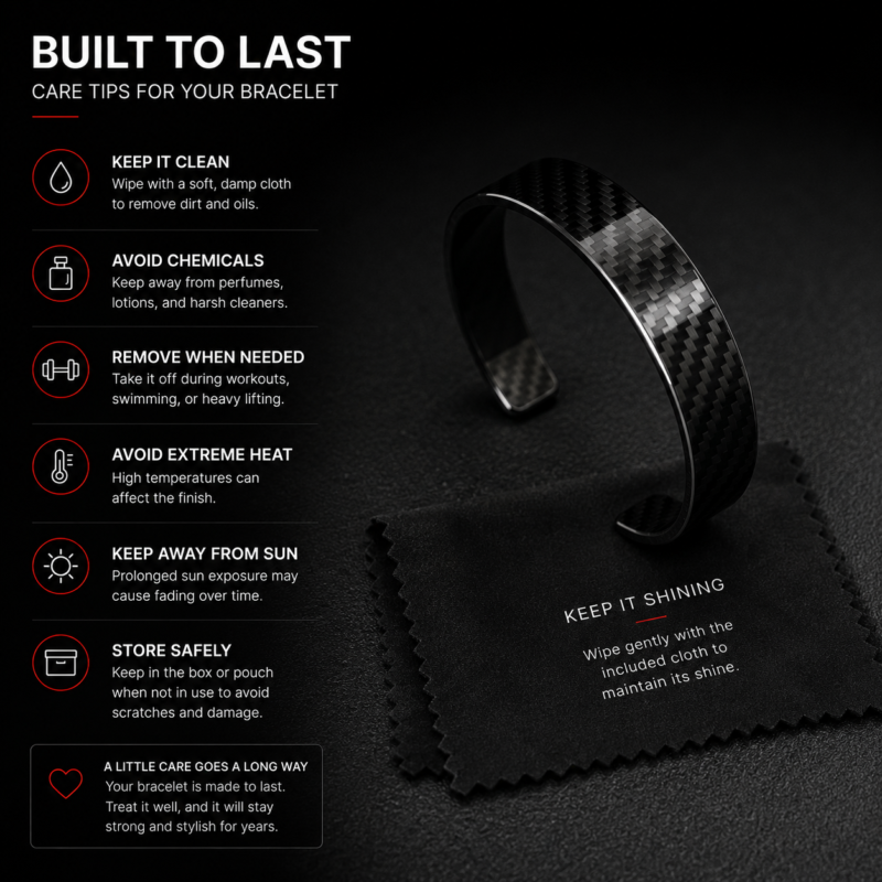 Carbon Fiber Bracelet for Men, Lightweight Cuff, S,M,L, Birthday Gift for Husband, Tech Lover Gift