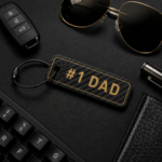 Dad Gift Carbon Fiber EDC Keychain, Minimalist Key Tag backpack bag charm for Father