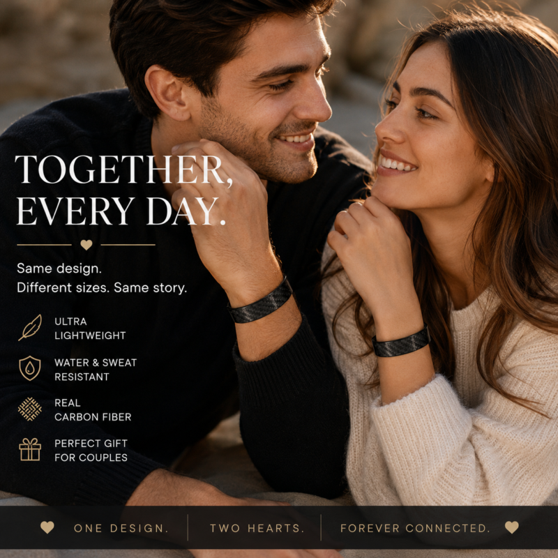 Matching Carbon Fiber Bracelet Set for Couples, Anniversary Gift for Him and Her, Personalized Couple Bracelets, Wedding Gift