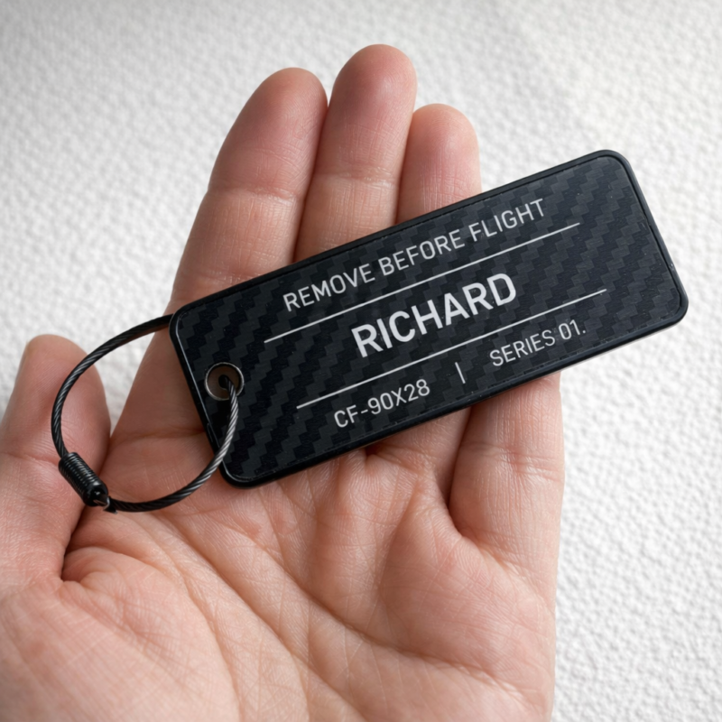 Remove Before Flight Carbon Fiber Name Tag Personalized Gift for Him Aviation Keychain Custom Pilot Minimalist EDC Tech Gift