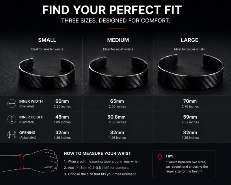 Carbon Fiber Bracelet for Men, Lightweight Cuff, S,M,L, Birthday Gift for Husband, Tech Lover Gift