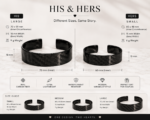 Matching Carbon Fiber Bracelet Set for Couples, Anniversary Gift for Him and Her, Personalized Couple Bracelets, Wedding Gift