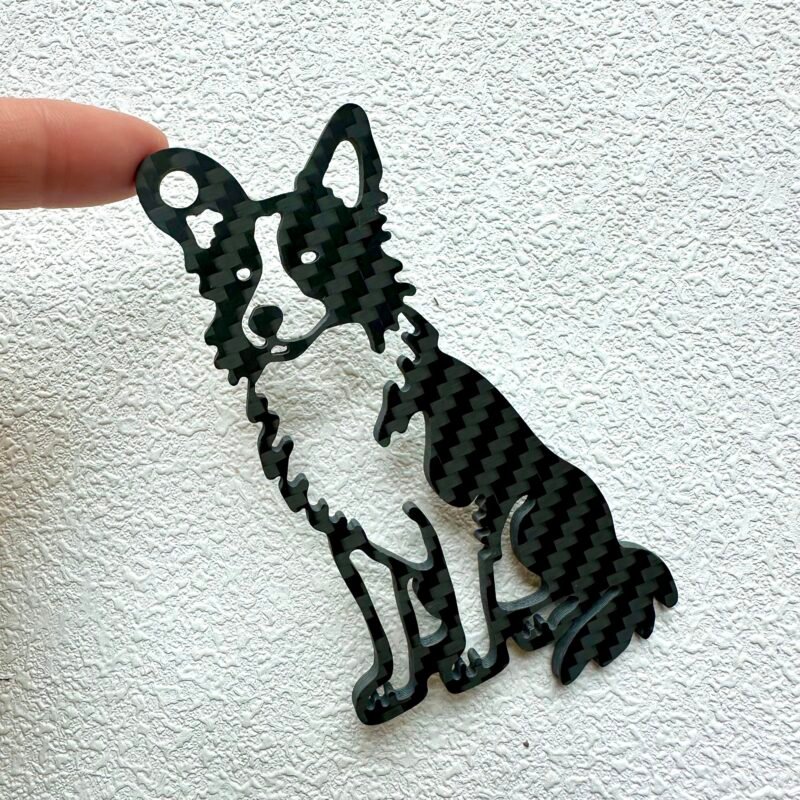 Gift for Dog Dad Border Collie Keychain Carbon Fiber Dog Lover Gift Personalized Pet Memorial Gift for Him EDC