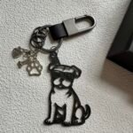 Funny Pitbull Dog Keychain Carbon Fiber Dog Lover Gift Sunglasses Dog Keyring Pet Owner Gift Dog Mom Dad Gift Minimalist Dog Charm