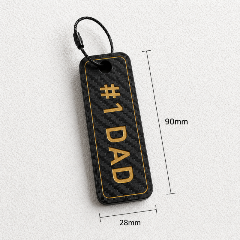 Dad Gift Carbon Fiber EDC Keychain, Minimalist Key Tag backpack bag charm for Father