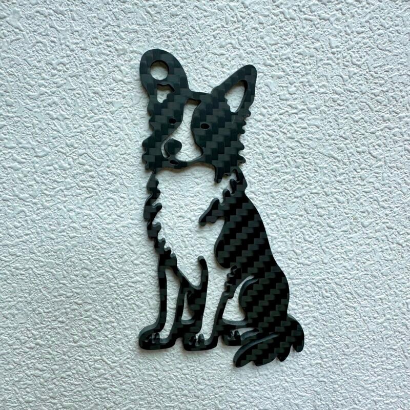 Gift for Dog Dad Border Collie Keychain Carbon Fiber Dog Lover Gift Personalized Pet Memorial Gift for Him EDC
