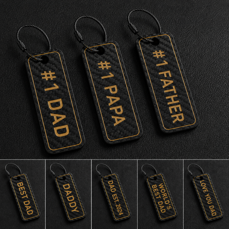 Dad Gift Carbon Fiber EDC Keychain, Minimalist Key Tag backpack bag charm for Father