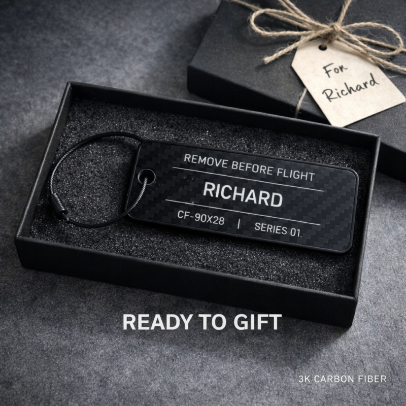 Remove Before Flight Carbon Fiber Name Tag Personalized Gift for Him Aviation Keychain Custom Pilot Minimalist EDC Tech Gift
