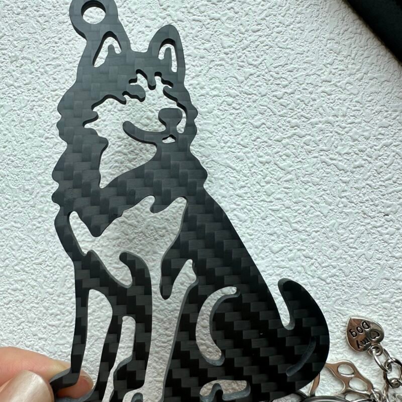 Siberian Husky Keychain Carbon Fiber Dog Dad Gift Husky Lover Gift for Him Personalized Minimalist Pet Memorial Gift EDC